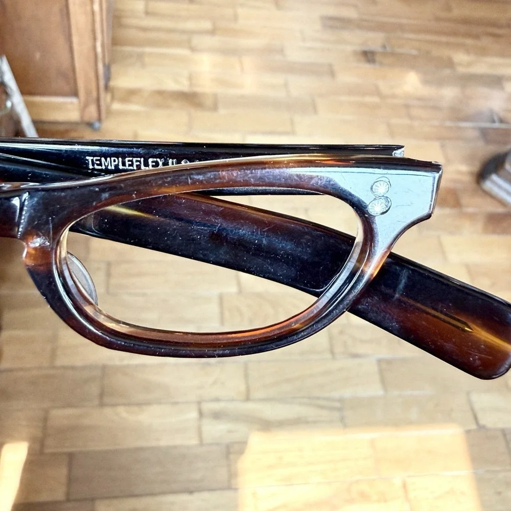 NEW! 50s VTG Templeflex MCM Cat Eye Women Eyeglass Frames Eye Glasses Brown